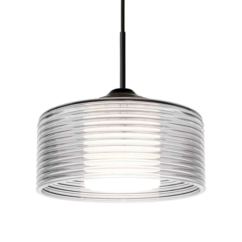 Besa Belu Pendant for Multiport Canopy, Clear Shade, Black Finish, 1x60W E26 Base