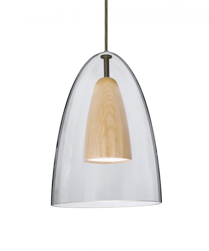 Besa, Dano Cord Pendant For Multiport Canopy, Clear/Natural, Bronze Finish, 1x9W LED