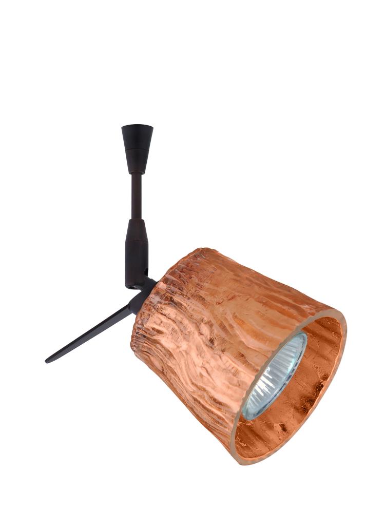 Besa Spotlight With 18" Stem Nico 3 Bronze Stone Copper Foil 1x50W Halogen Mr16