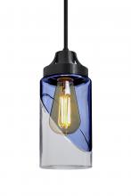 Besa Lighting 1JT-BLINKBL-EDIL-BK - Besa, Blink Cord Pendant, Trans. Blue/Clear, Black Finish, 1x4W LED Filament