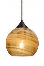 Besa Lighting 1JT-JILLYAM-BR - Besa, Jilly Cord Pendant, Vapor Amber, Bronze Finish, 1x60W Medium Base