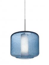 Besa Lighting 1JT-NILES10BO-LED-SN - Besa Niles 10 Pendant, Blue Bubble/Opal, Satin Nickel Finish, 1x5W LED