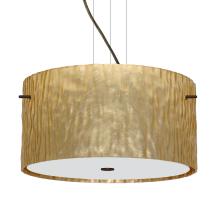 Besa Lighting 1KV-4008GS-BR - Besa Pendant Tamburo 16 Bronze Stone Gold Foil 3x100W Medium Base