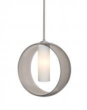 Besa Lighting 1TT-PLATOSM-LED-SN - Besa, Plato Stem Pendant, Smoke/Opal, Satin Nickel Finish, 1x5W LED