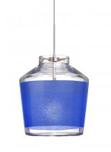 Besa Lighting 1XC-PIC6BL-SN - Besa Pendant Pica 6 Satin Nickel Blue Sand 1x50W Halogen