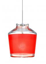 Besa Lighting 1XC-PIC6RD-SN - Besa Pendant Pica 6 Satin Nickel Red Sand 1x50W Halogen