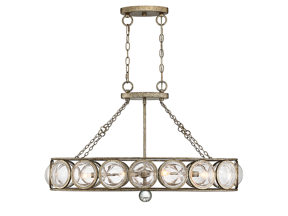 Warwick 6-Light Linear Chandelier in Brittannia Gold