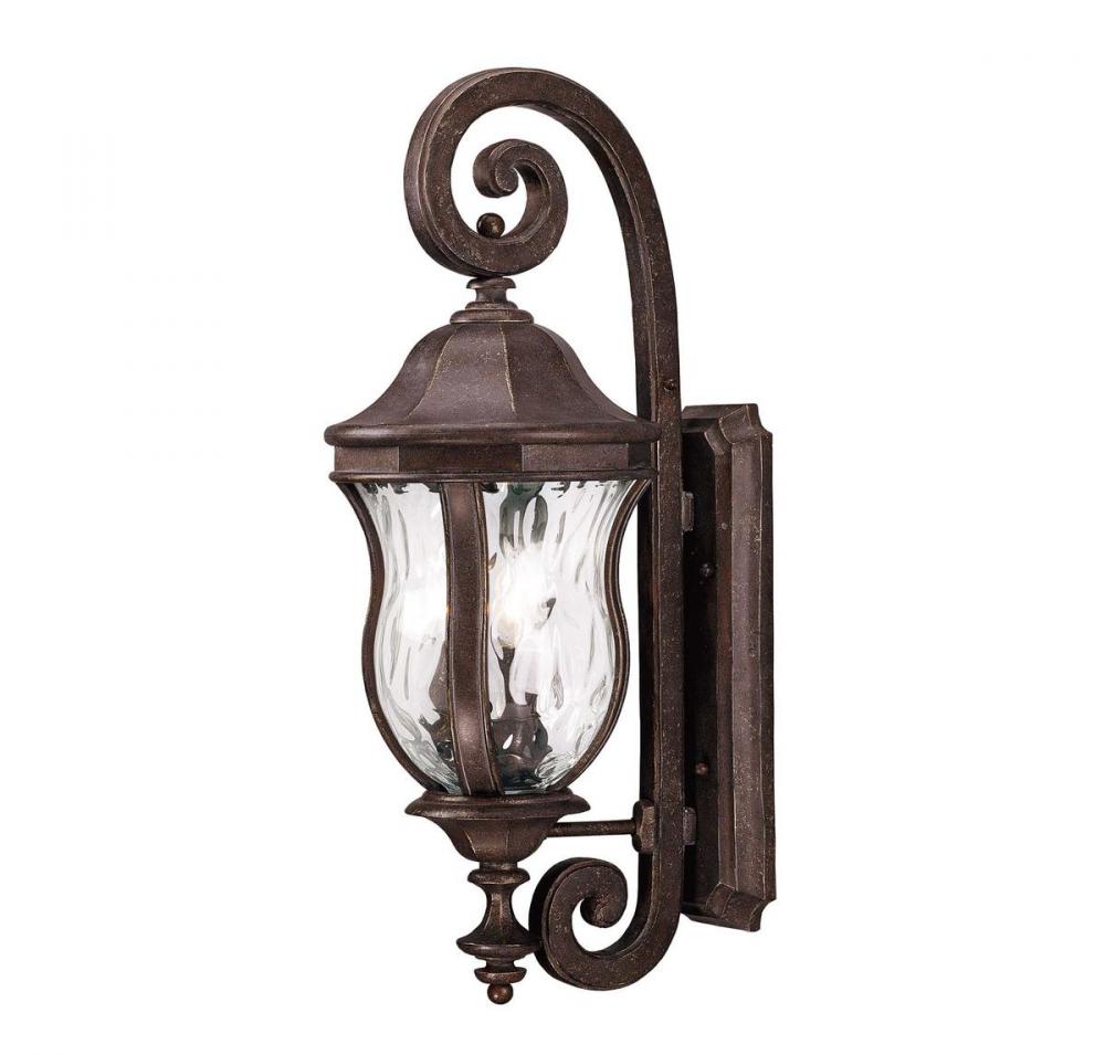 Monticello 3-Light Outdoor Wall Lantern in Walnut Patina