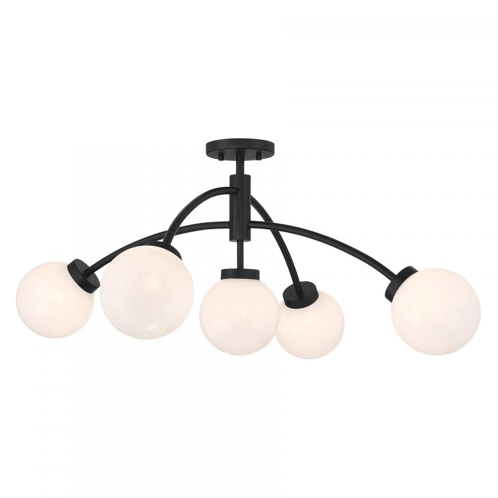 Redfield 5-Light Convertible Semi-Flush or Pendant in Matte Black