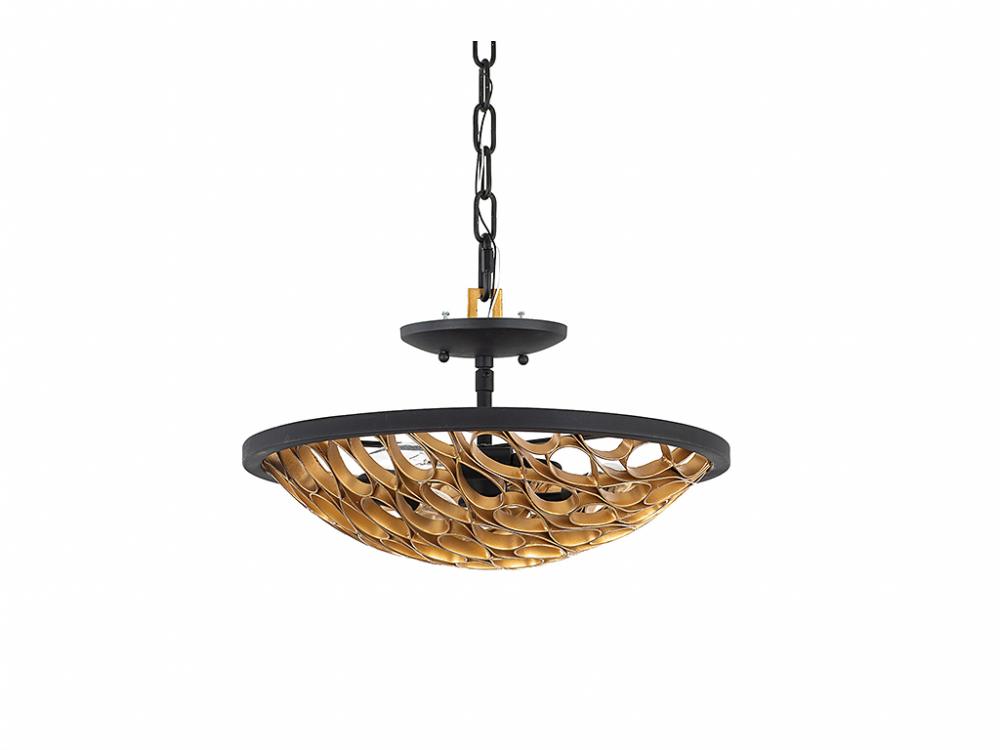 Ventura 3-Light Ceiling Light in Matte Black and Gold