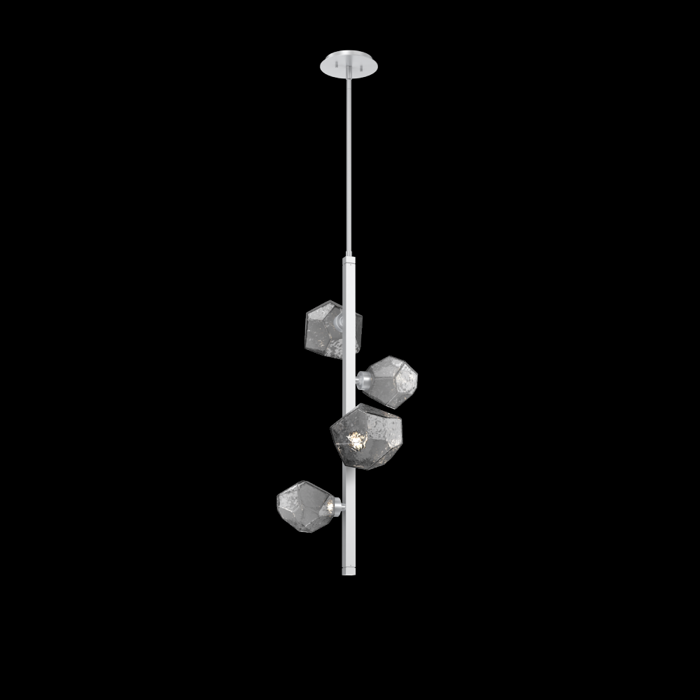 Gem 4pc Twisted Vine-Classic Silver-Smoke Blown Glass-Threaded Rod Suspension-LED 2700K