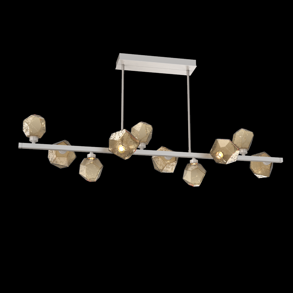 Gem 10pc Twisted Branch-Beige Silver-Bronze Blown Glass-Threaded Rod Suspension-LED 2700K