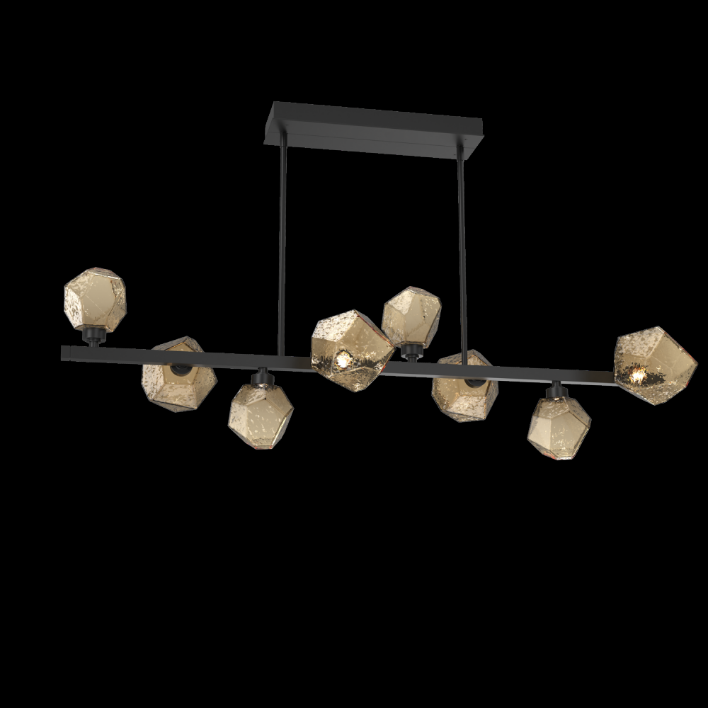 Gem 8pc Twisted Branch-Matte Black-Bronze Blown Glass-Threaded Rod Suspension-LED 2700K