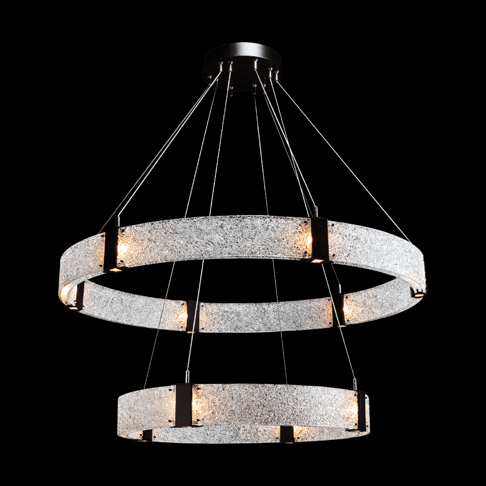 Two Tier Parallel Ring Chandelier-2D-Matte Black