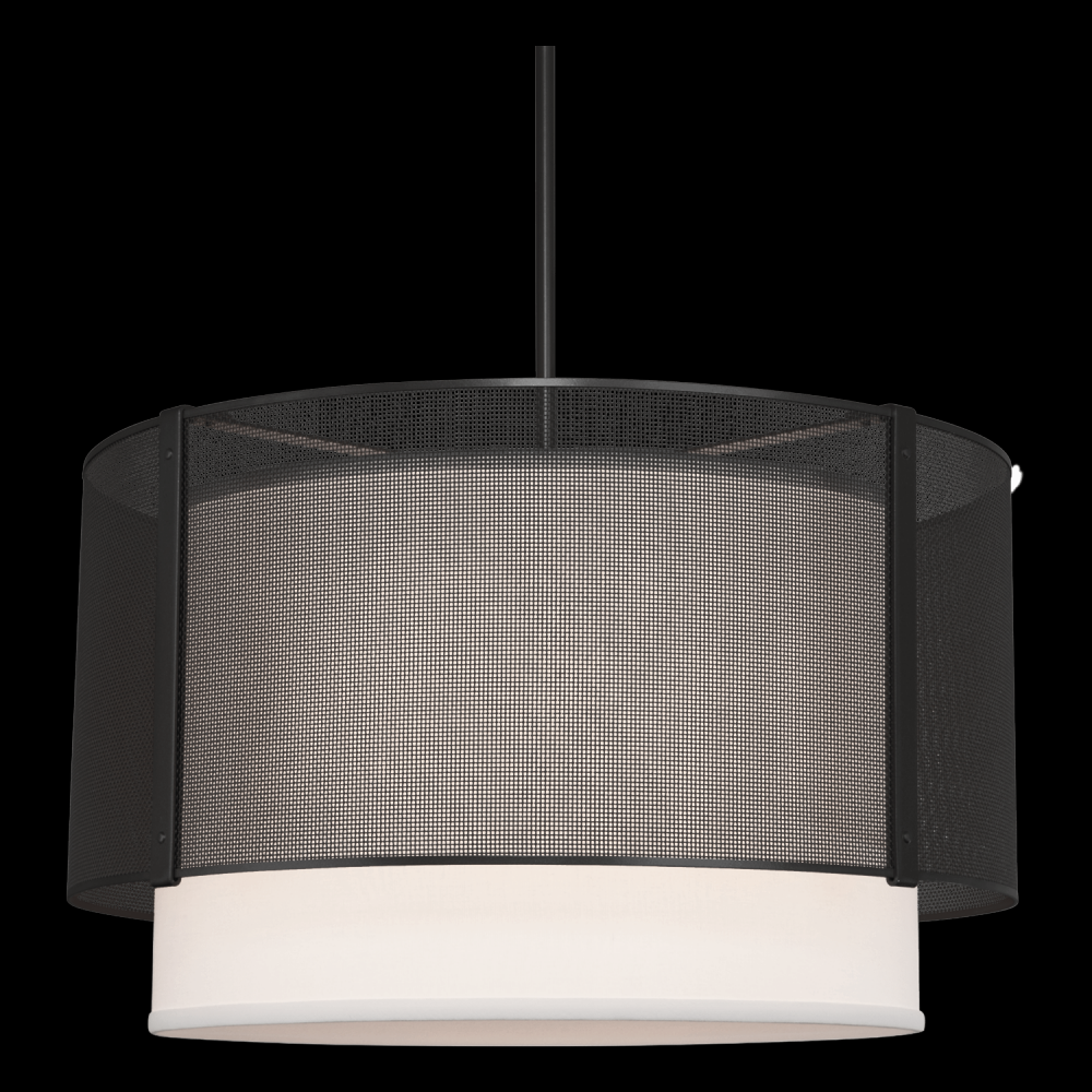 Uptown Mesh Drum with Linen Shade-30-Classic Silver-Linen Shade-Threaded Rod Suspension-E26