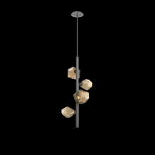 Hammerton CHB0039-T4-GP-B-001-L3 - Gem 4pc Twisted Vine-Graphite-Bronze Blown Glass-Threaded Rod Suspension-LED 3000K