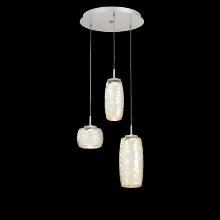 Hammerton CHB0091-03-BS-A-C01-L1 - Vessel 3pc Round Multi-Pendant-Beige Silver-Amber Blown Glass-Cloth Braided Cord-LED 2700K