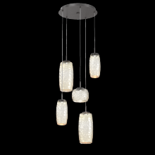 Hammerton CHB0091-05-GP-A-C01-L1 - Vessel 5pc Round Multi-Pendant-Graphite-Amber Blown Glass-Cloth Braided Cord-LED 2700K