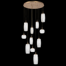 Hammerton CHB0091-11-NB-C-C01-L1 - Vessel 11pc Round Multi-Pendant-Novel Brass-Clear Blown Glass-Cloth Braided Cord-LED 2700K