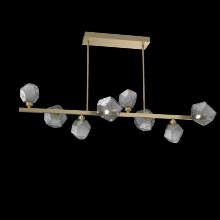 Hammerton PLB0039-T8-GB-S-001-L3 - Gem 8pc Twisted Branch-Gilded Brass-Smoke Blown Glass-Threaded Rod Suspension-LED 3000K