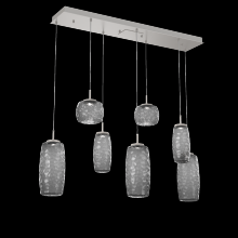 Hammerton PLB0091-07-BS-S-C01-L1 - Vessel 7pc Linear Multi-Pendant-Beige Silver-Smoke Blown Glass-Cloth Braided Cord-LED 2700K