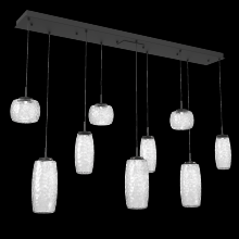 Hammerton PLB0091-09-MB-C-C01-L1 - Vessel 9pc Linear Multi-Pendant-Matte Black-Clear Blown Glass-Cloth Braided Cord-LED 2700K