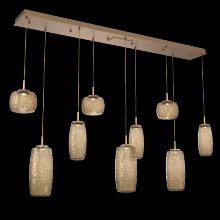 Hammerton PLB0091-09-NB-B-C01-L1 - Vessel 9pc Linear Multi-Pendant-Novel Brass-Bronze Blown Glass-Cloth Braided Cord-LED 2700K