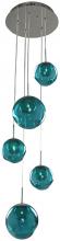 Kalco 309541CH/AQUA - Meteor 5 Light Pendant