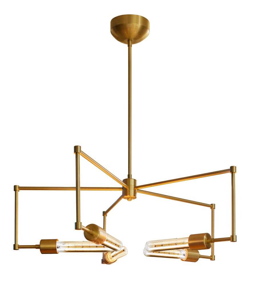 Chandelier Boomer Brushed Brass 5-Light 120V 60w Retro Edison E26