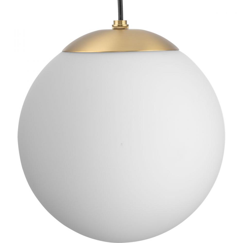 Atwell Collection Brushed Bronze and Opal Glass Globe Medium Hanging Pendant Light