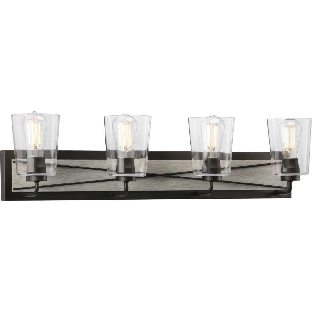 Briarwood Collection Four-Light Graphite Clear Glass Coastal Bath Vanity Light