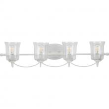 Progress P300256-151 - Bowman Collection Four-Light Cottage White Clear Chiseled Glass Coastal Bath Vanity Light