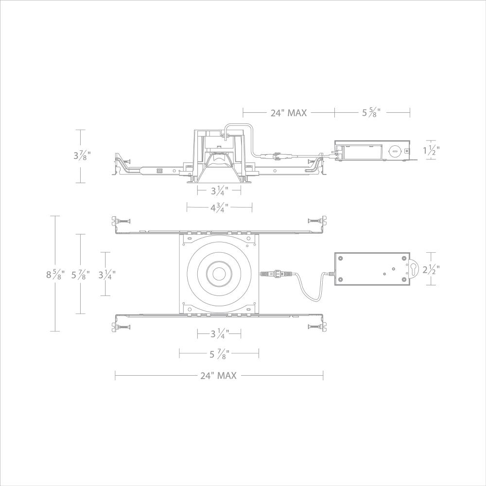 Ocular 3.0 5CCT Round Donwlight Trim and Remodel Housing with New Construction Frame-In Kit and Dr