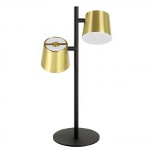  39986A - Altamira - 2 LT Table Lamp with Structured Black Finish and Brass Exterior and White Interior