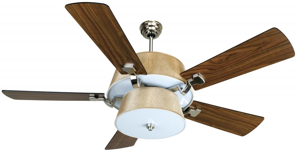 Seven Light Pln - Polished Nickel Ceiling Fan