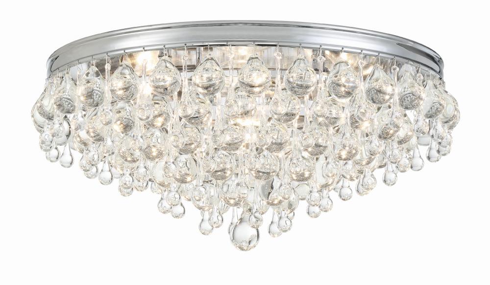 Calypso 6 Light Crystal Teardrop Polished Chrome Flush Mount