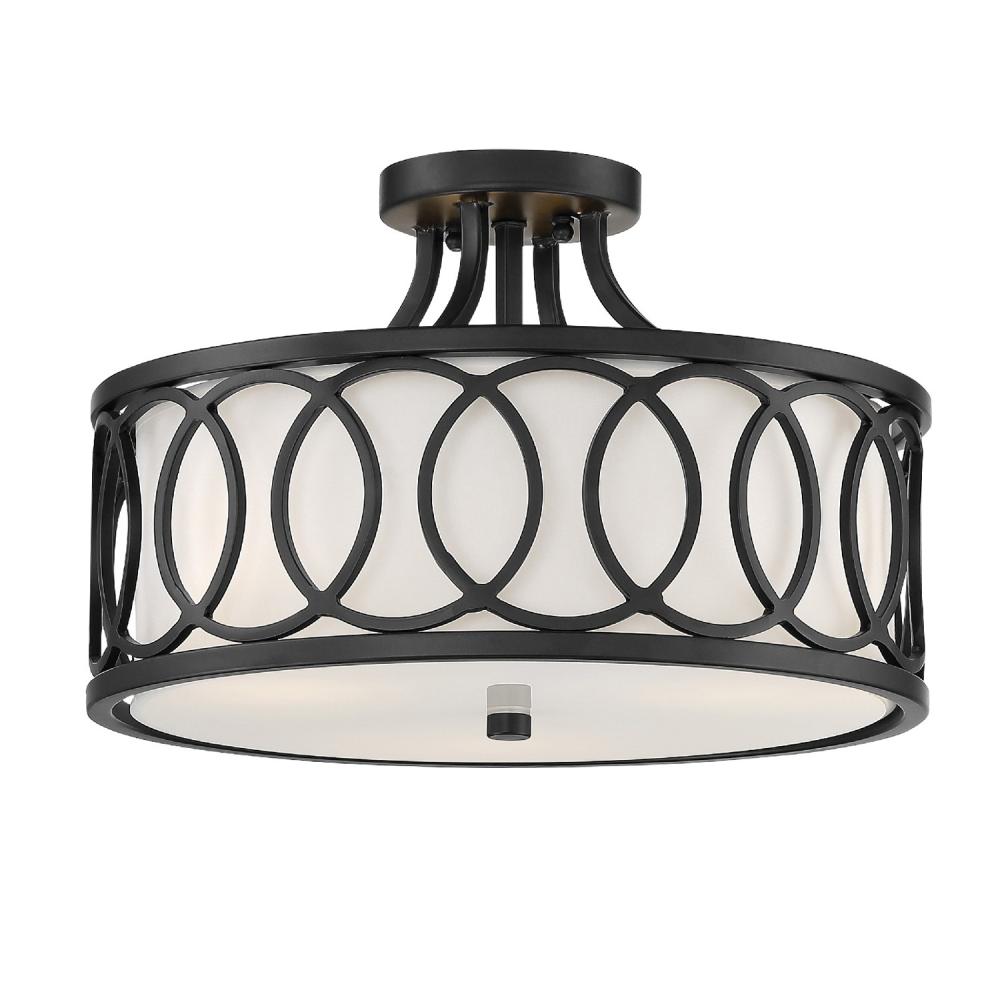 Libby Langdon Graham 3 Light Matte Black Semi Flush Mount