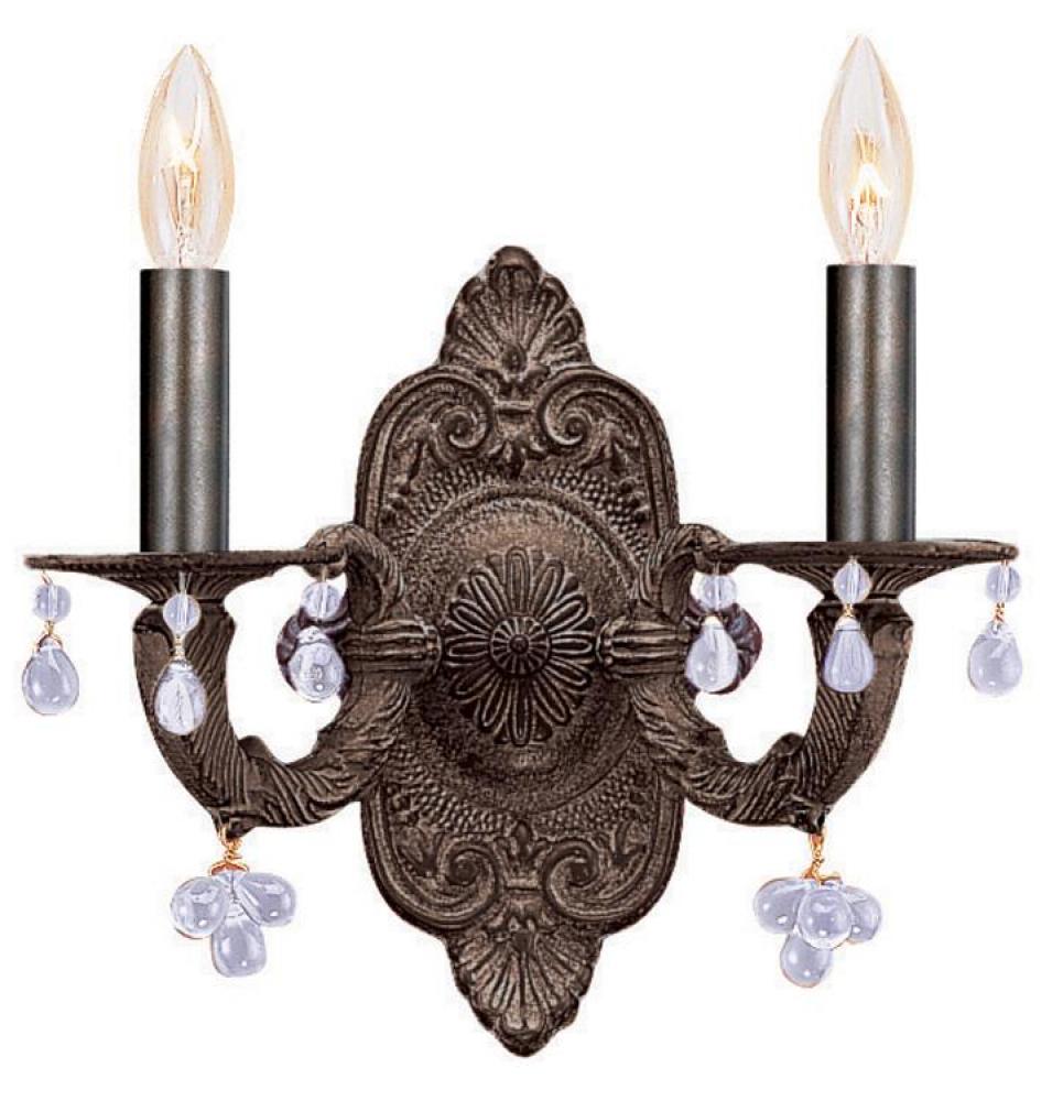 Paris Market 2 Light Clear Crystal Bronze Sconce