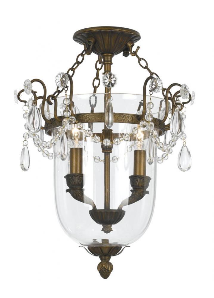 Crystorama 2 Light Antique Brass Ceiling Mount