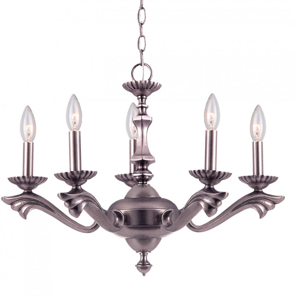 Crystorama 5 Light Pewter Chandelier