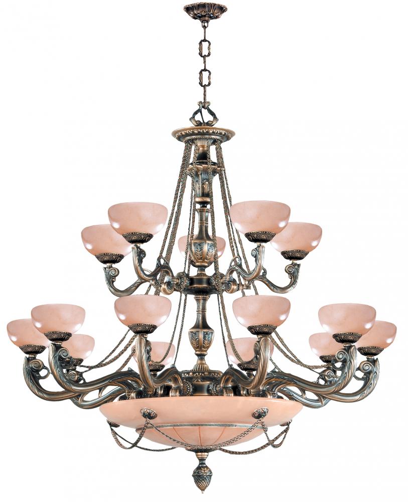 Natural Alabaster 20 Light Bronze Chandelier I