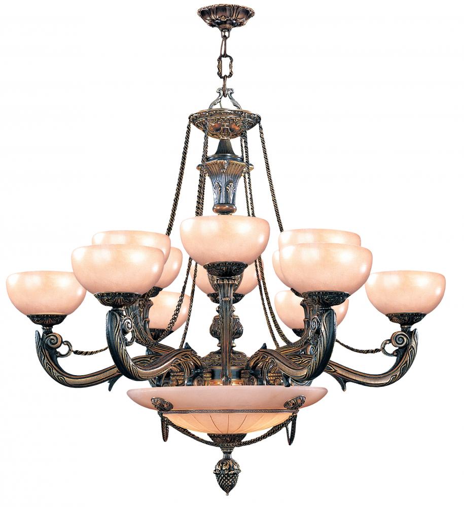 Natural Alabaster 15 Light Bronze Chandelier