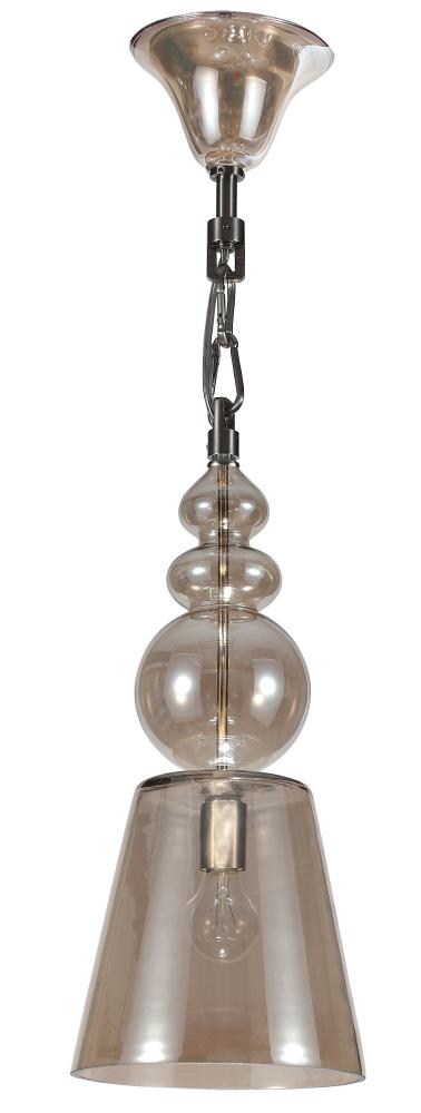 Crystorama Harper 1 Light Cognac Glass Chrome Pendant II