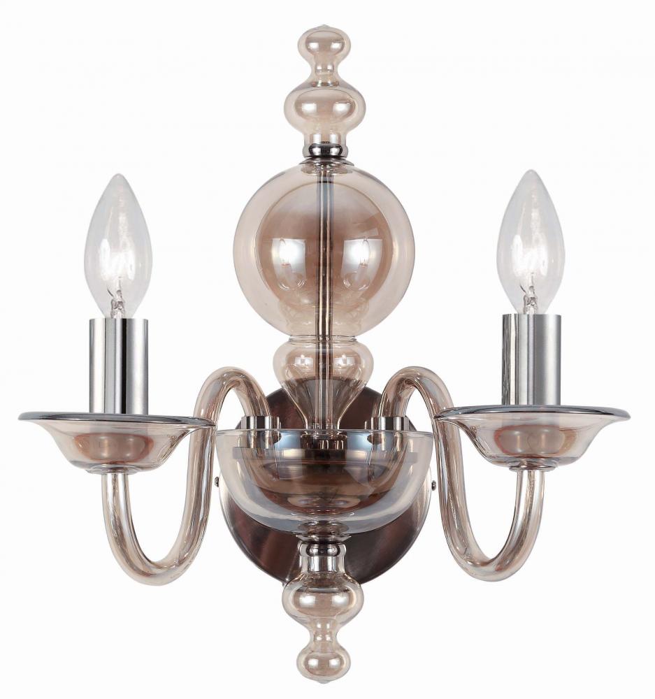 Crystorama Harper 2 Light Cognac Glass Sconce