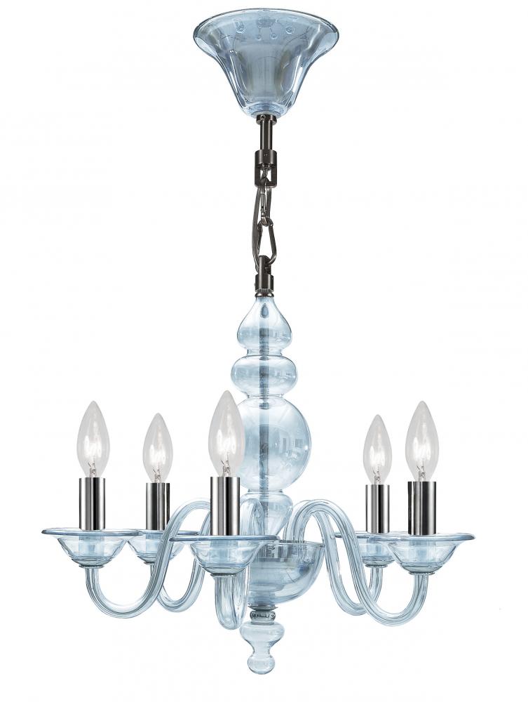 Crystorama Harper 5 Light Ice Blue Glass Chrome Mini Chandelier