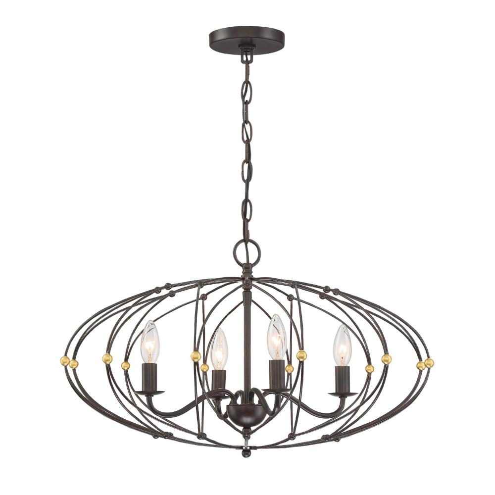 4 Light English Bronze Chandelier