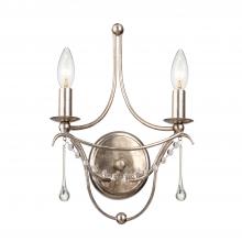 Crystorama 422-SA - 2 Light Antique Silver Sconce