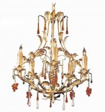 Crystorama 4605-GL - Paris Market 5 Light Murano Crystal Gold Mini Chandelier