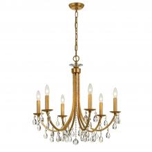 Crystorama 8826-GA-CL-MWP - Bridgehampton 6 Light Hand Cut Crystal Antique Gold Chandelier