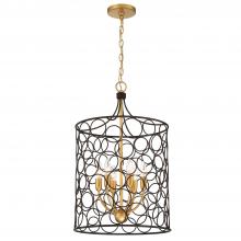 Crystorama STM-B5106-BZ-GA - Stemmons 6 Light Bronze + Antique Gold Lantern Chandelier